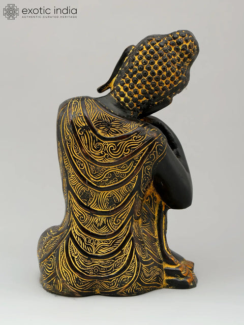 11" Thinking Buddha Brass Statue