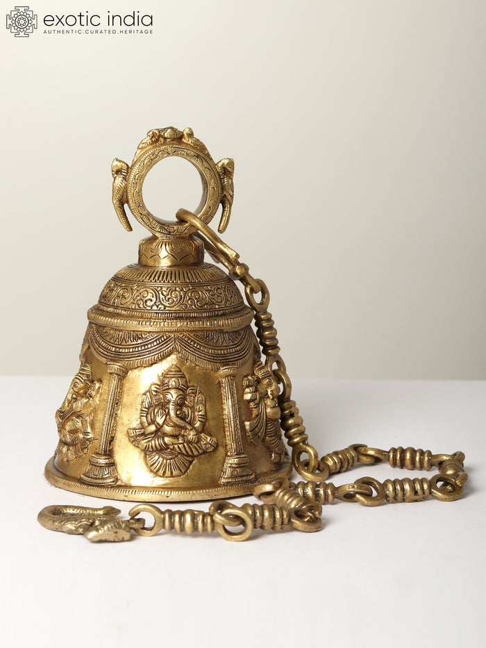 9" Lord Ganesha Brass Ritual Bell for Pooja