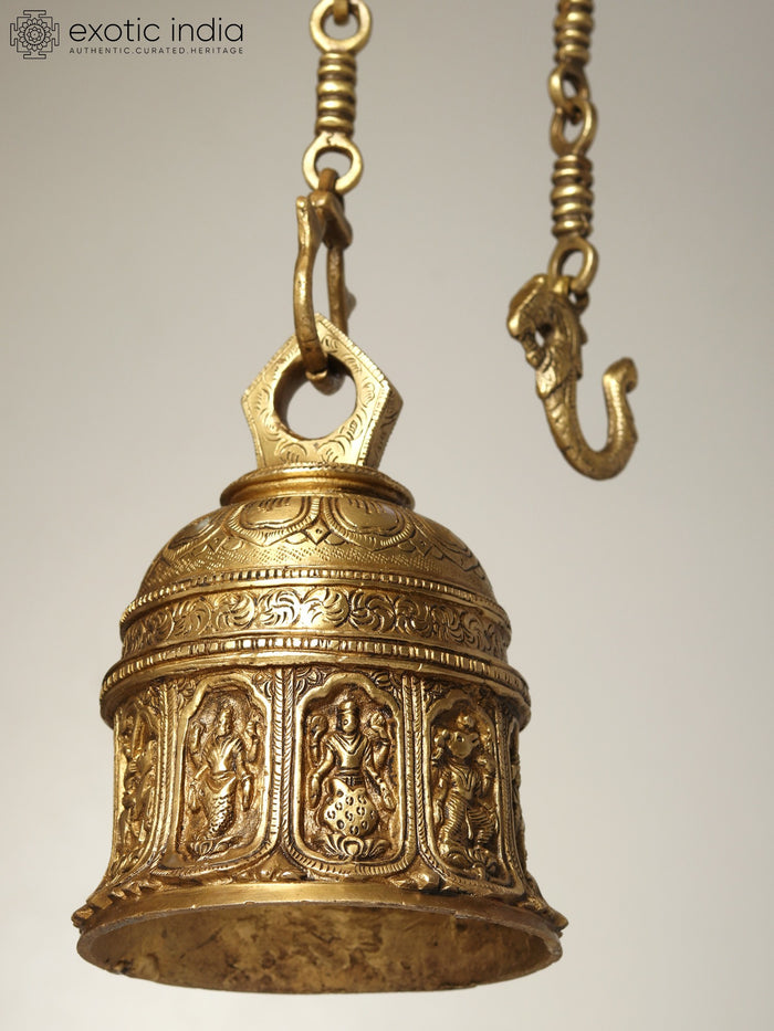 7" Dashavatara Brass Bell Statue for Pooja