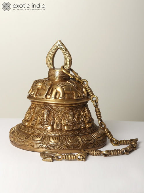 11" Brass Ashta Ganesha Temple Bell for Pooja