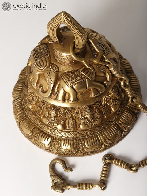 11" Ashta Ganesha Temple Bell in Brass