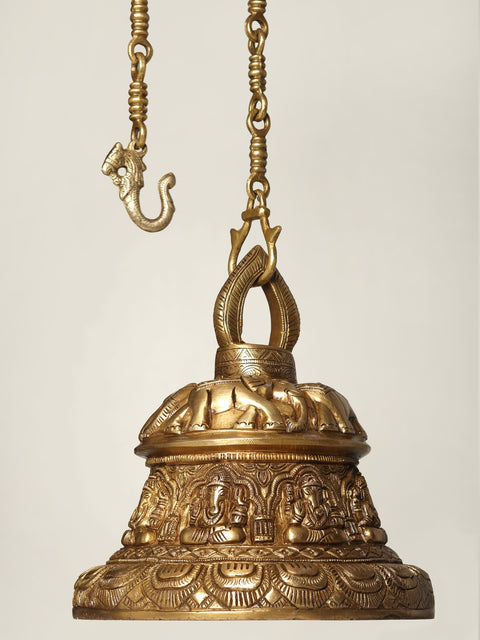 11" Ashta Ganesha Temple Bell in Brass
