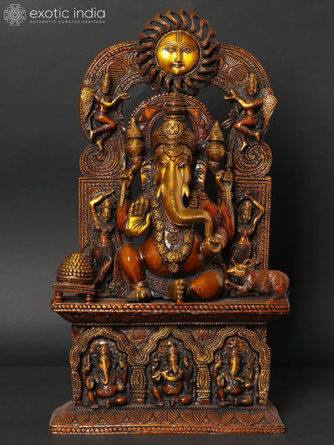 18" Darbar Ganesha | Brass Statue