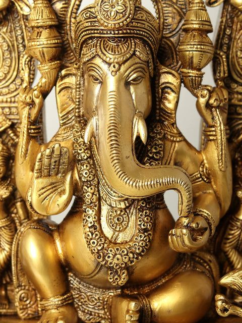 18" Darbar Ganesha | Brass Statue