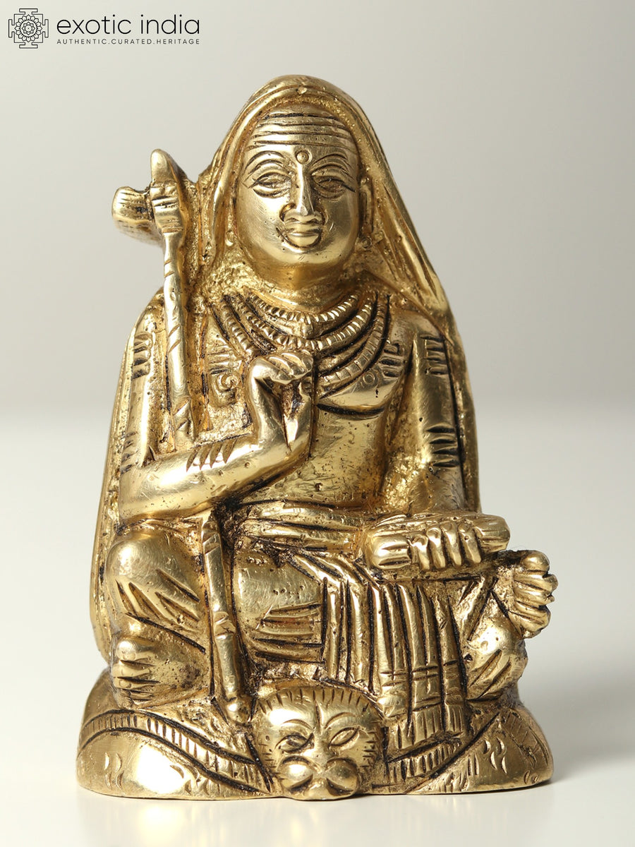 3" Adi Guru Shankaracharya Handmade Brass Statue