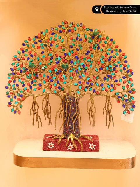 19" Tree of Life with Stand | Brass with Inlay Work