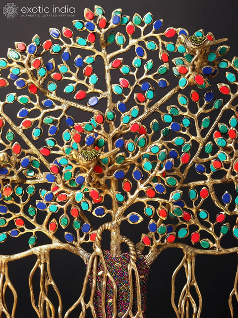 19" Tree of Life with Stand | Brass with Inlay Work