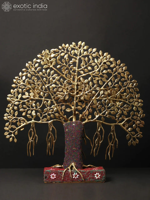 19" Tree of Life with Stand | Brass with Inlay Work