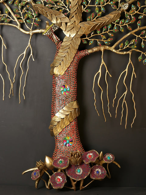 61" Large Size Beautiful Tree of Life | Wall Hanging | Brass with Inlay Work