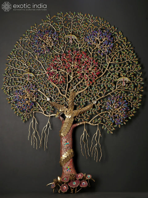 61" Large Size Beautiful Tree of Life | Wall Hanging | Brass with Inlay Work