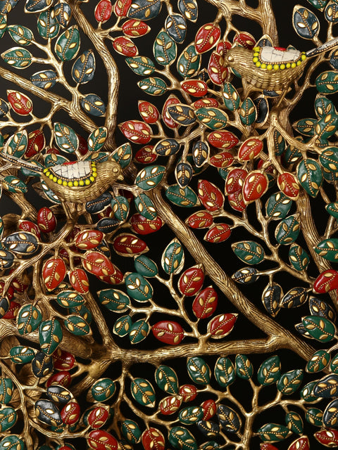 65" Large Size Tree of Life with Chirping Birds | Brass with Inlay Work