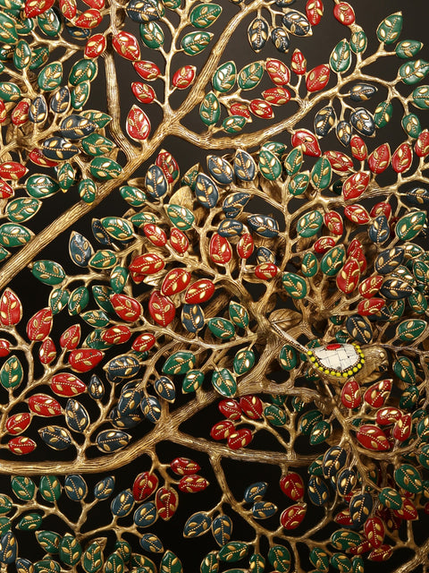 65" Large Size Tree of Life with Chirping Birds | Brass with Inlay Work