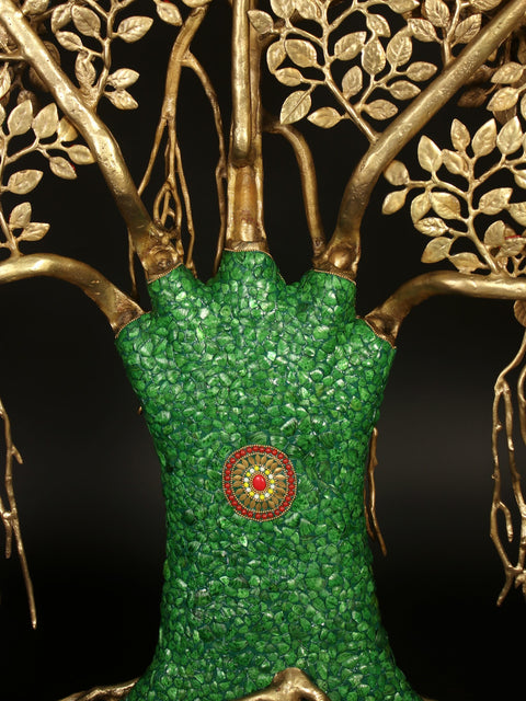 65" Large Size Tree of Life with Chirping Birds | Brass with Inlay Work