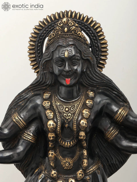 31" Large Goddess Kali Idol Standing on Lord Shiva | Brass Statue