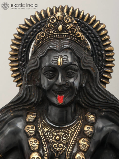 31" Large Goddess Kali Idol Standing on Lord Shiva | Brass Statue