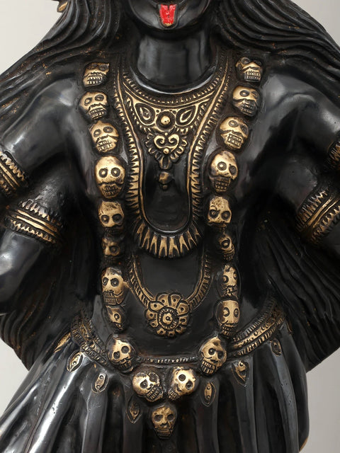 31" Large Goddess Kali Idol Standing on Lord Shiva | Brass Statue