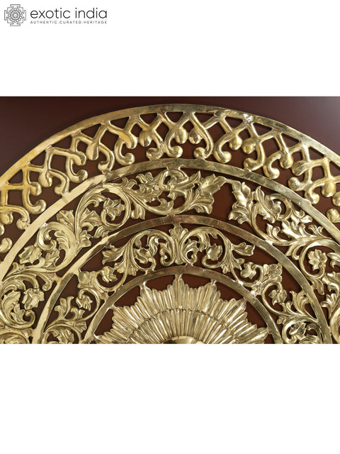 48" Large Wood Framed Mandala Art in Brass | Wall Hanging