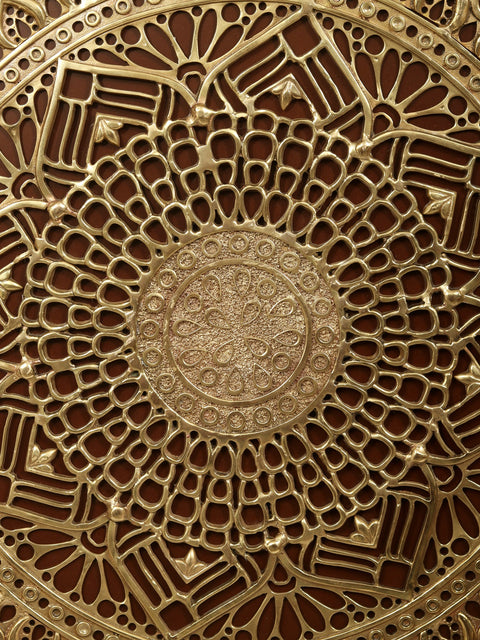 48" Large Brass Mandala on Wooden Frame | Wall Hanging