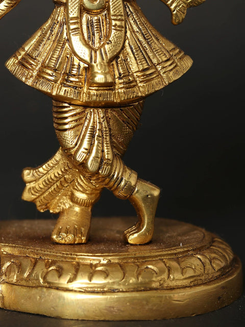6" Small Fluting Lord Krishna Idol with Peacock