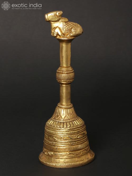 6" Brass Nandi Bell Statue for Pooja