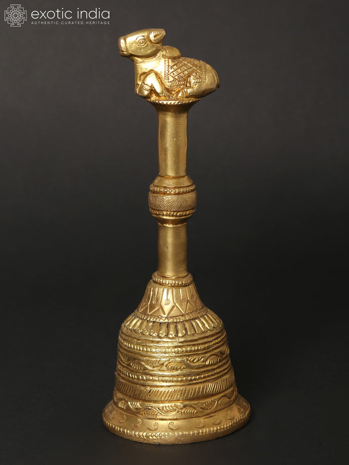 6" Brass Nandi Bell Statue for Pooja