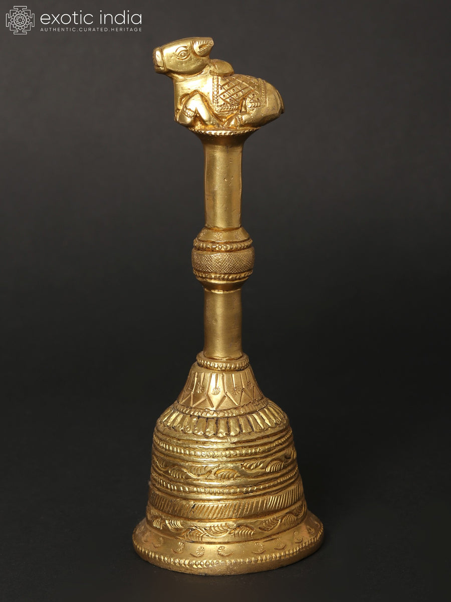 6" Brass Nandi Bell Statue for Pooja