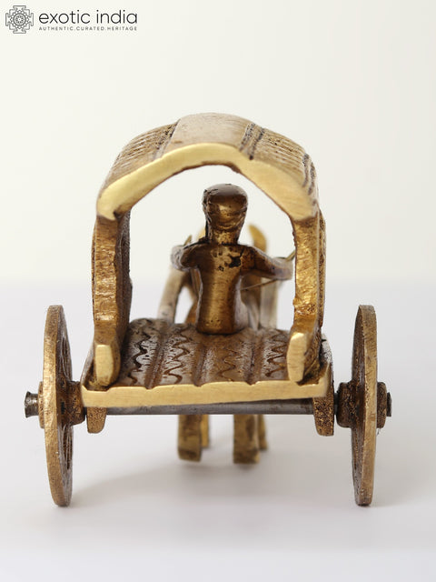 4" Small Decorative Bullock Cart in Brass