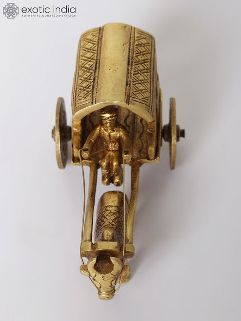 4" Small Decorative Bullock Cart in Brass