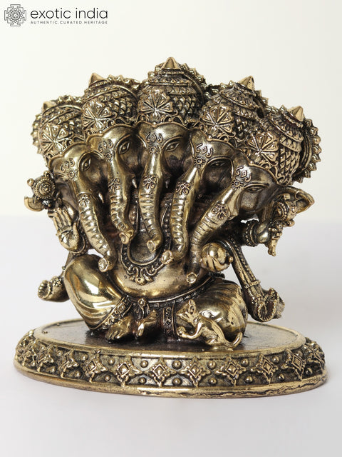 4" Small Superfine Panchamukhi Ganesha Brass Statue (Multiple Sizes)