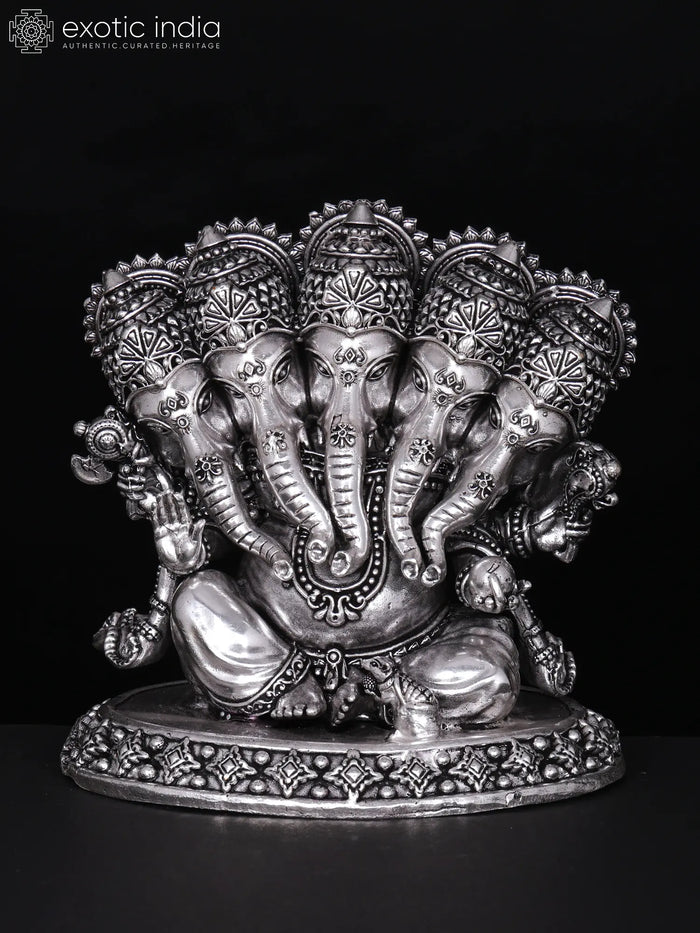 4" Superfine Panchamukhi Ganesha Handmade Brass Statue