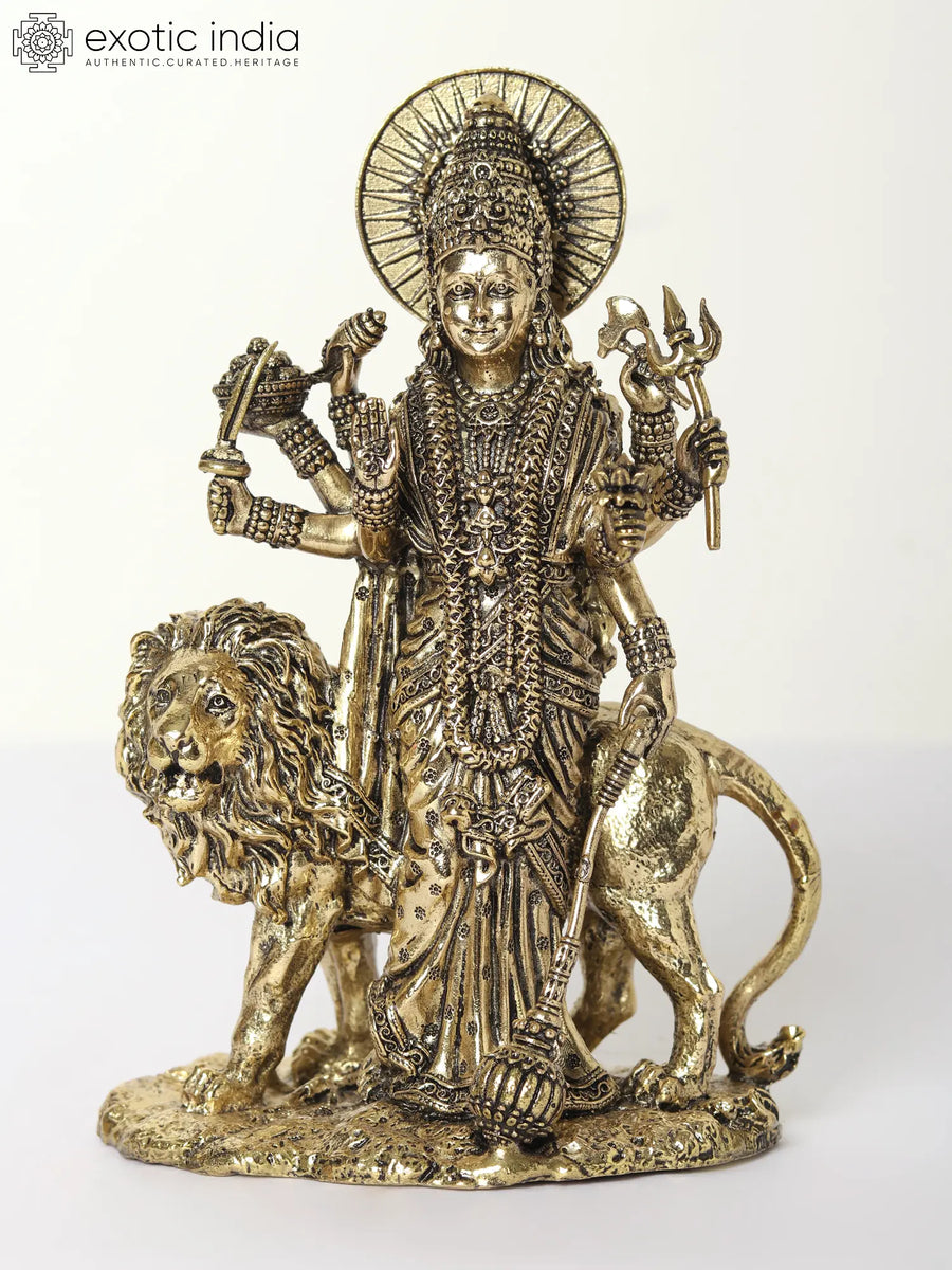 Small Superfine Eight-Armed Standing Sherawali Maa Brass Statue