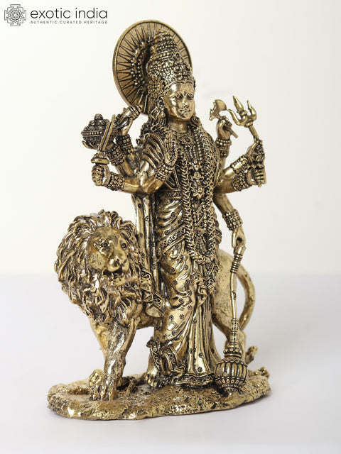 Small Superfine Eight-Armed Standing Sherawali Maa (Multiple Sizes) | Brass Statue