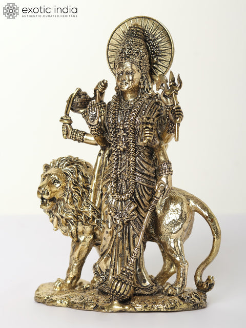 Small Superfine Eight-Armed Standing Sherawali Maa (Multiple Sizes) | Brass Statue