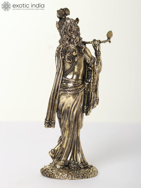 Superfine Standing Lord Krishna Brass Statue Playing Flute