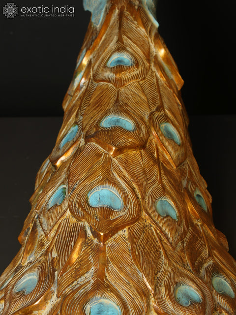 36" Large Beautiful Peacock Figurine in Brass