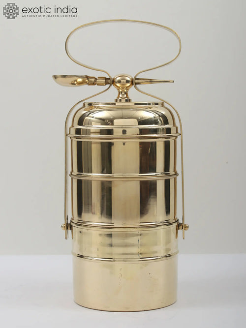 Brass Tiffin Box Lunch Container Two Three Tier Handmade