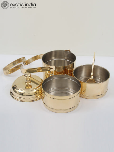 Brass Lunch Box/Tiffin Box | Available in Two and Three Tiers
