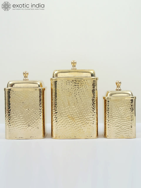 9" Brass Kitchen Containers/Dabba | Set of Three