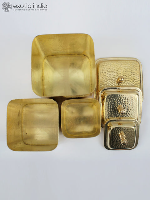 9" Brass Kitchen Containers/Dabba | Set of Three