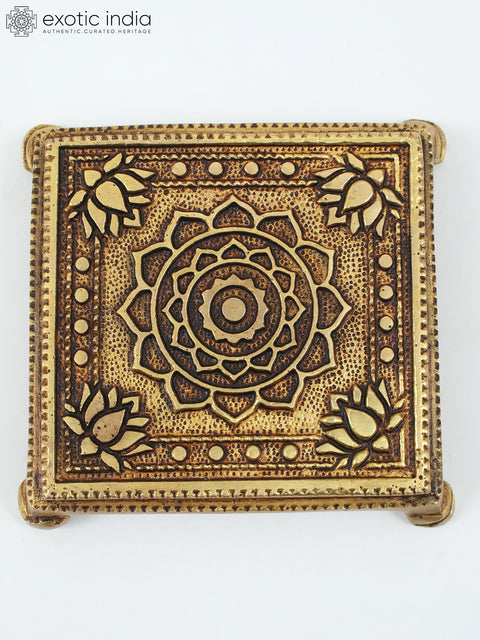 Small Size Yantra Design Brass Puja Chowki/Pedestal