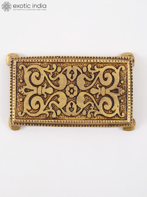 Rectangular Shape Peacocks Design Brass Chowki/Pedestal