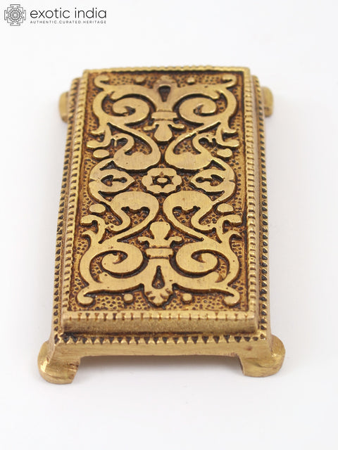 Rectangular Shape Peacocks Design Brass Chowki/Pedestal