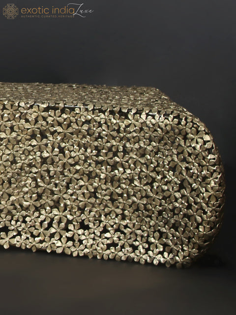 84" Large Designer Sofa Made of Brass Flowers