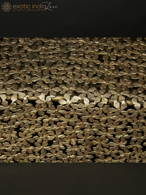 84" Large Designer Sofa Made of Brass Flowers