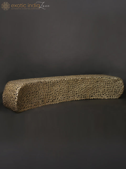 84" Large Designer Sofa Made of Brass Flowers
