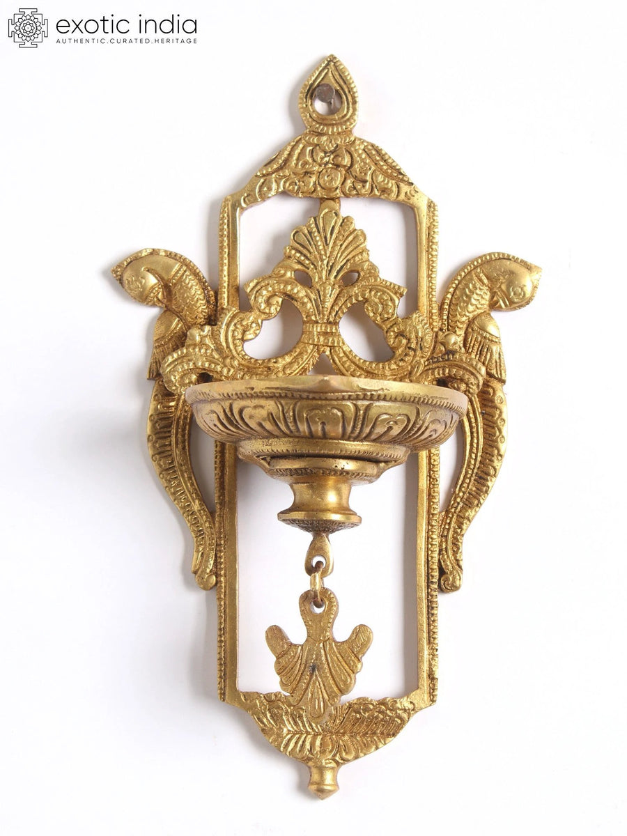 9" Designer Parrot Brass Wall Hanging Lamp