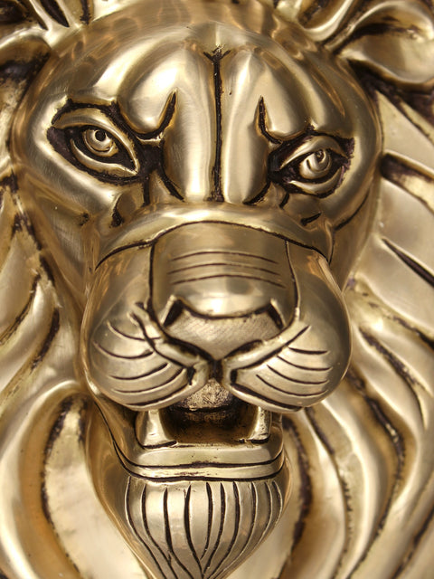 11" Brass Lion Head | Wall Hanging