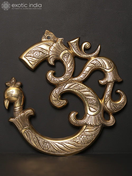 12" Brass Aum Om Designer Wall Hanging