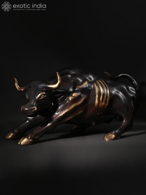28" Wall Street Bull Brass Sculpture for Home Decor