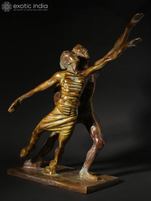 16" Contemporary Dance Couple Brass Sculpture for Home Decor